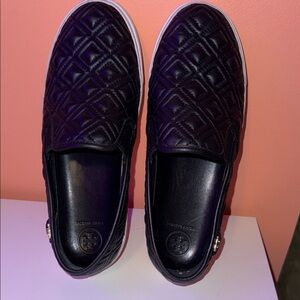 Tory Burch Black Quilted Loafers